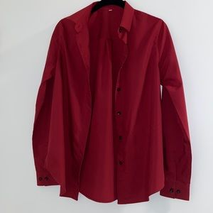 Wine Red Button-down Cotton Work Shirt